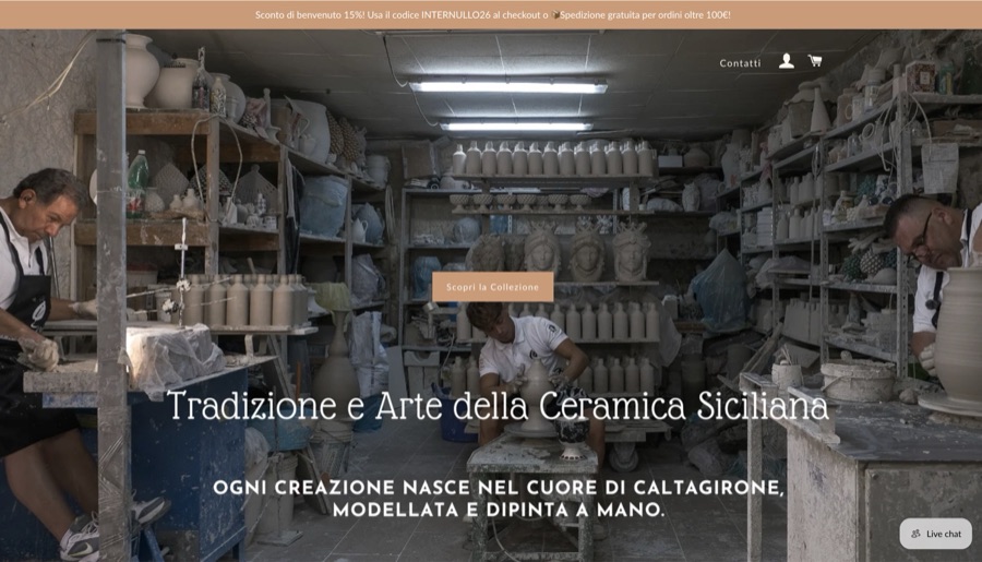 Homepage del negozio online Studio d&rsquo;Arte Internullo, ceramiche artigianali di Caltagirone.