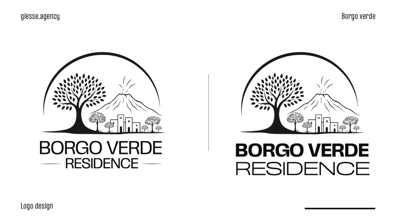 Borgo Verde Residence &mdash; confronto fra la versione verticale e quella orizzontale del marchio.